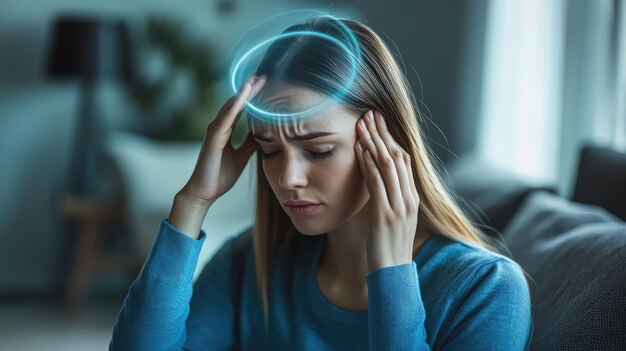 Photo a woman with a brain on her head