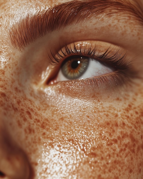 Photo a woman with brown eyes and a brown eye with a brown eye