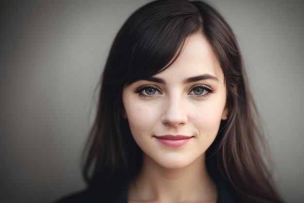 A woman with brown hair and a black jacket is smiling.