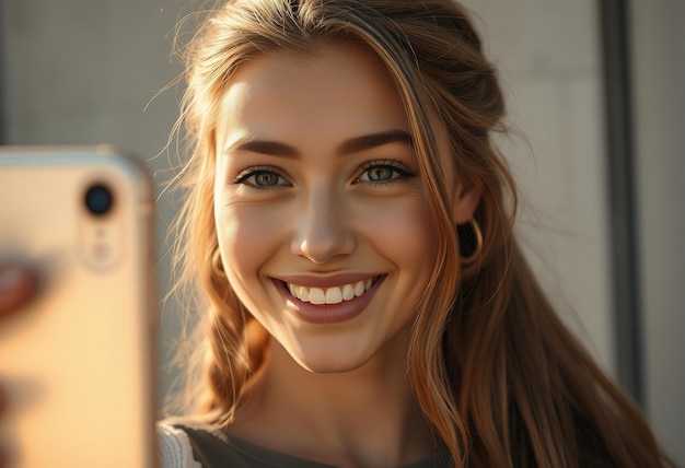 Photo a woman with a camera that says quot she is holding a camera quot