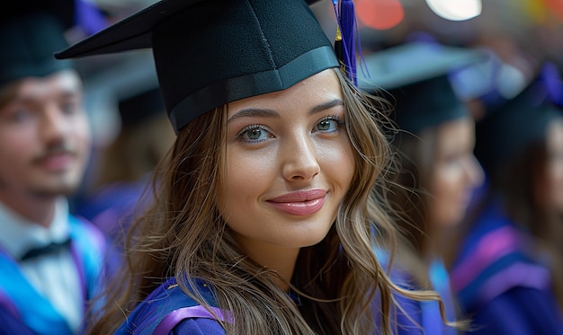 Photo a woman with a cap that says  graduate  on it