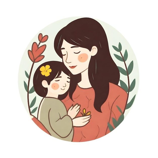 a woman with a child and a woman holding flowers