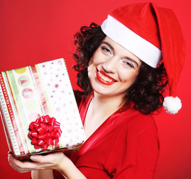 Woman with Christmas Gift Box