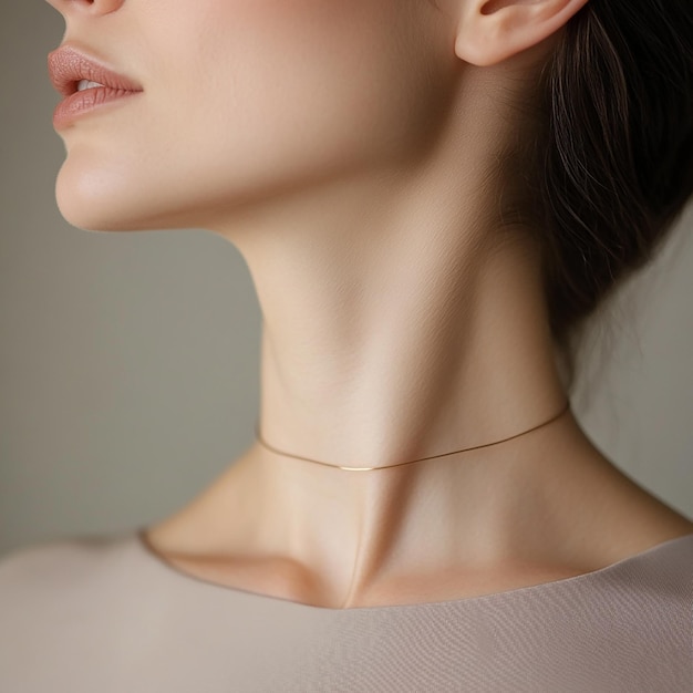 a woman with a collar that says quot s quot on the neck