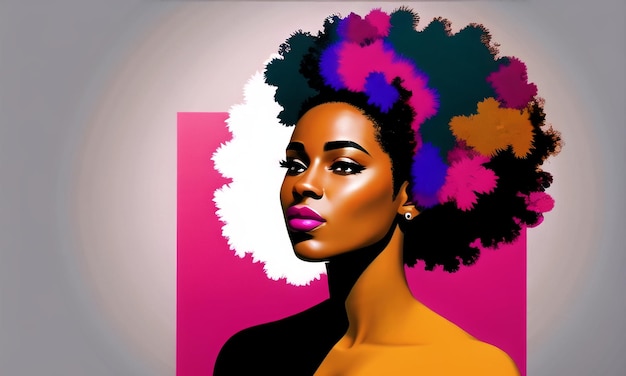 A woman with a colorful afro hairstyle.