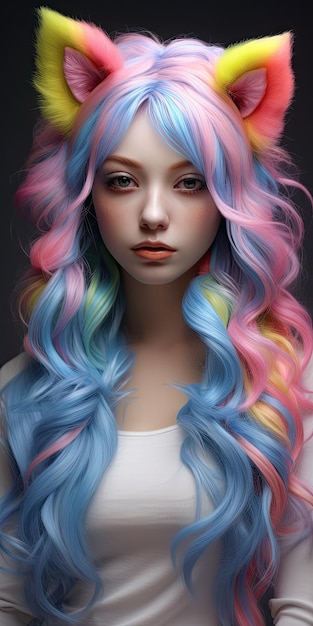 A woman with colorful hair