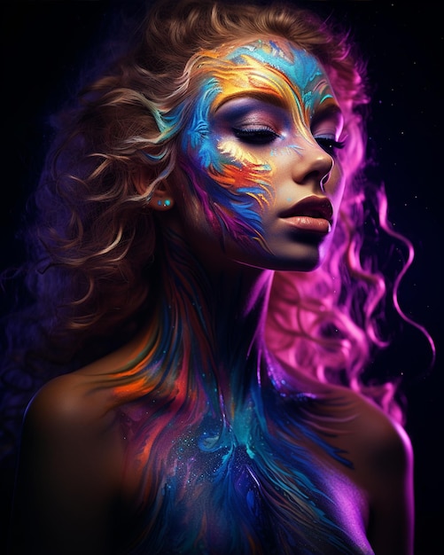 Woman with Colorful Paint on Face