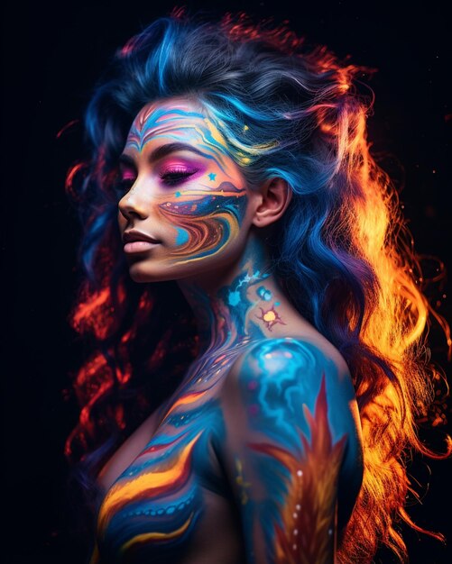 Woman with Colorful Paint on Face