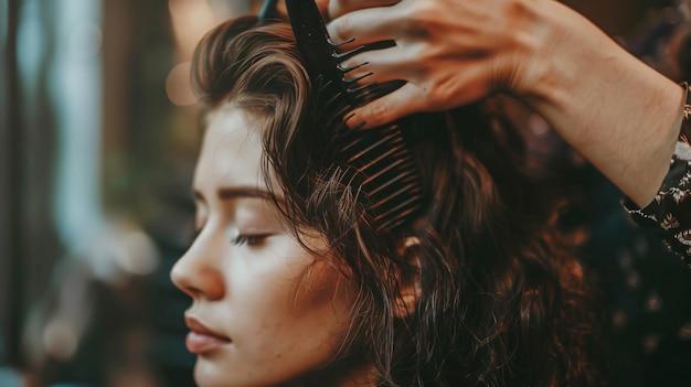 a woman with a comb in her hair