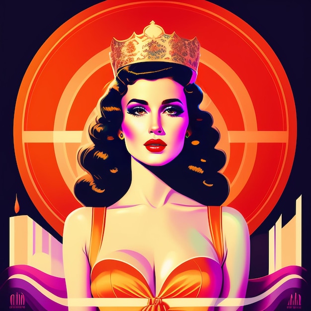 A woman with a crown on her head is shown in a poster for a concert.