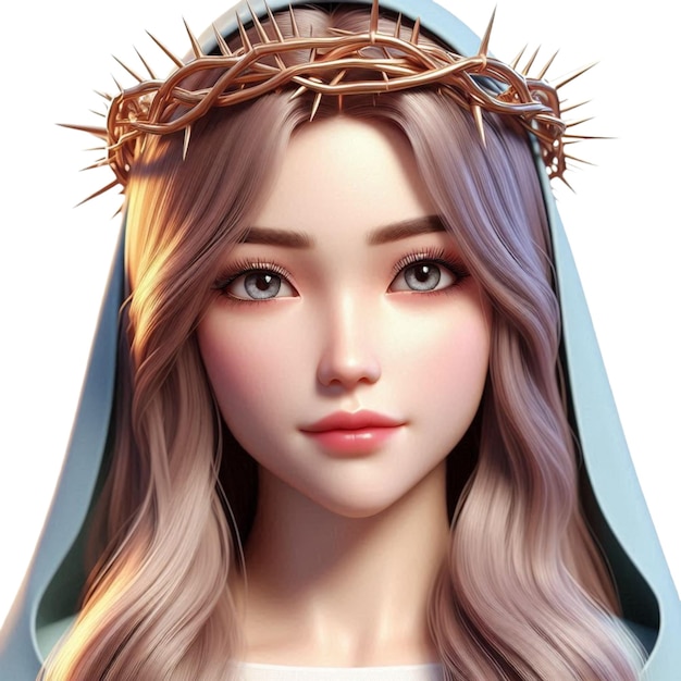 a woman with a crown of thorns on her head