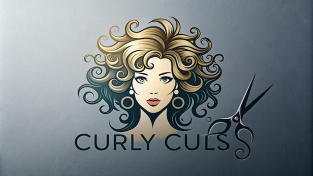 a woman with curly hair and a scissors in her hair