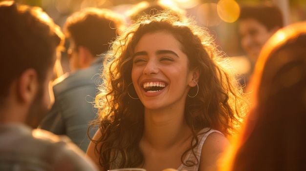 The woman with curly hair