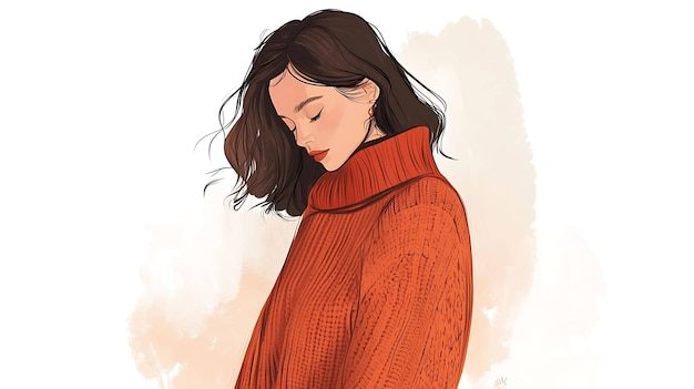 Photo a woman with dark hair and a red turtleneck sweater