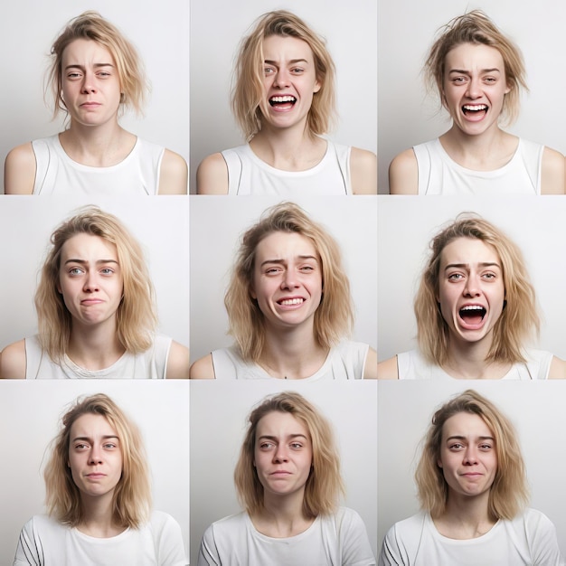 Photo a woman with different expressions