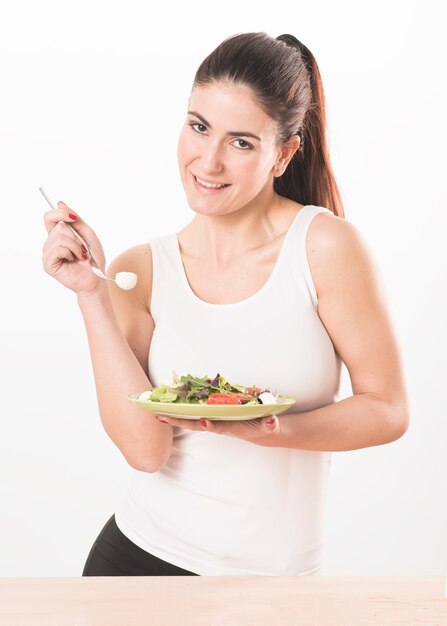 Woman with ealthy food