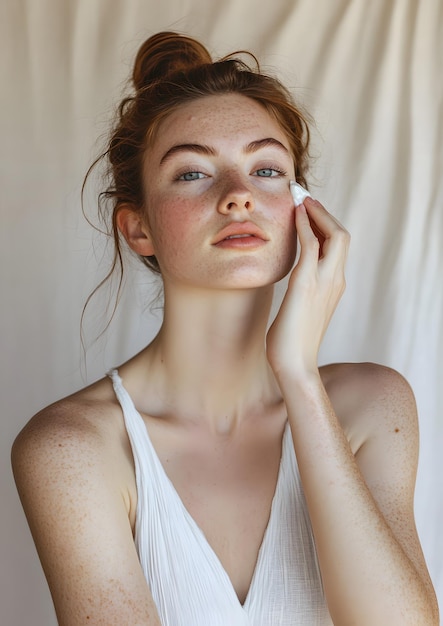 Woman with eczema applying moisturizer