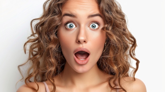 Photo woman with an expression of surprise on her face