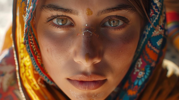 a woman with a face painted with a face of a woman