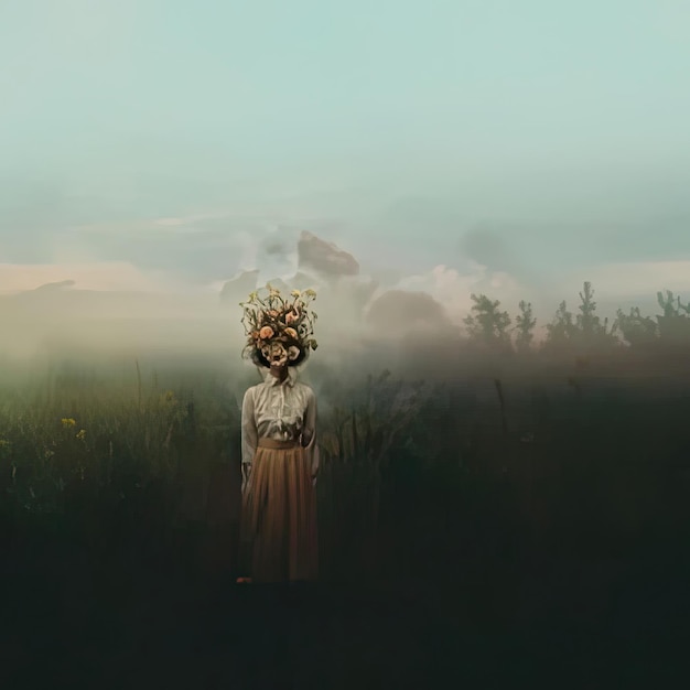 Photo a woman with a flower crown on her head