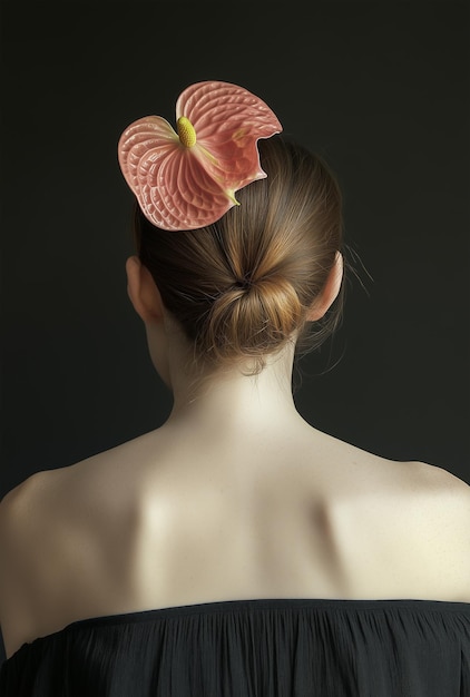 a woman with a flower in her hair with a flower in the hair