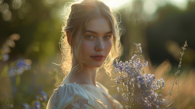 Photo a woman with a flower in her hair