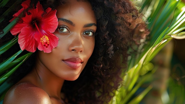 Photo a woman with a flower in her hair