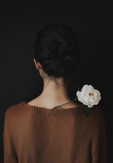 a woman with a flower in her hair