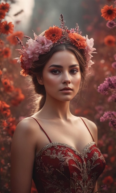 a woman with a flower in her hair