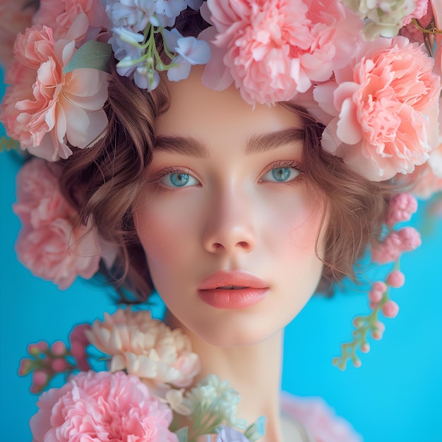 A woman with flowers in her hair