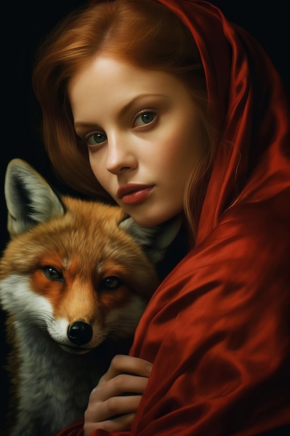 A woman with a fox