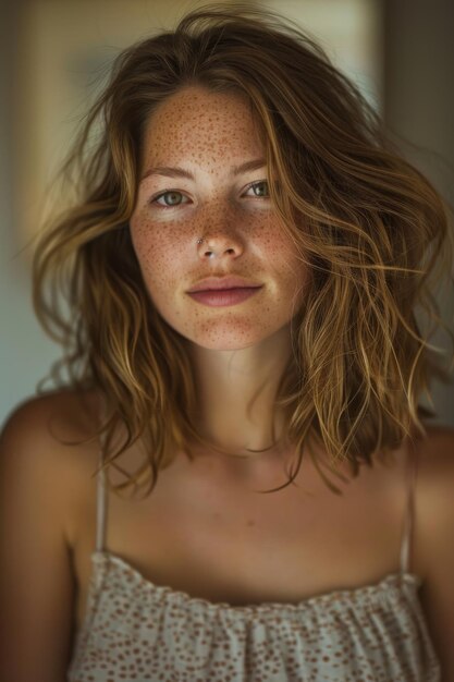 Photo woman with freckled hair and skin