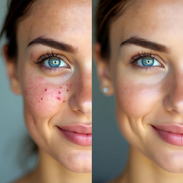 woman with freckles Facial before and after