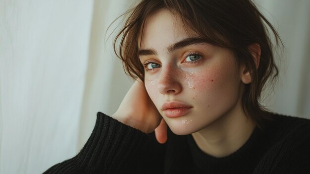 a woman with freckles and freckles is photographed by person