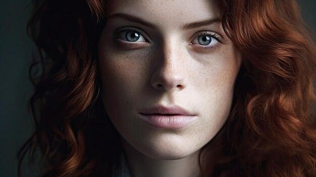 A woman with freckles and a grey shirt