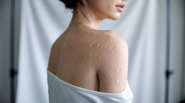 a woman with a freckles on her back