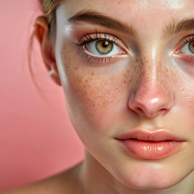 Photo a woman with freckles on her face and a freckle on her face