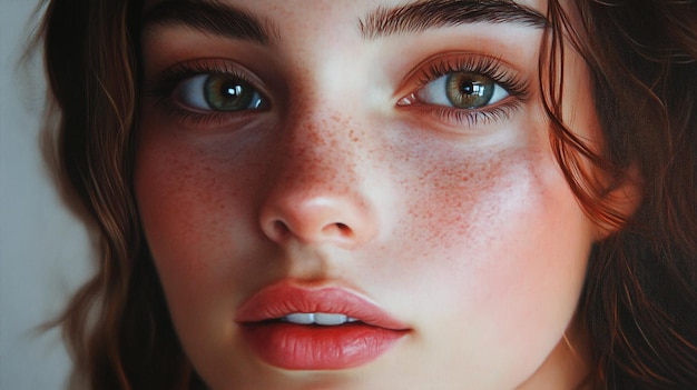 a woman with freckles on her face and a freckle on her face