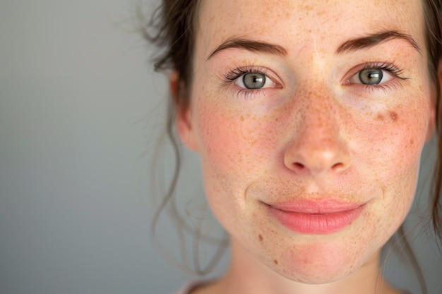 a woman with freckles on her face and a freckle on her face