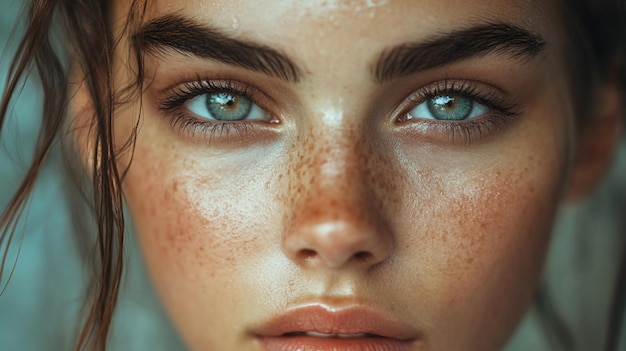 a woman with freckles on her face and the freckles are visible