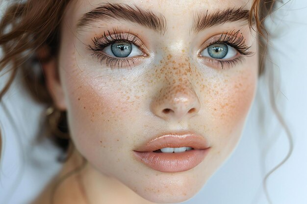 Photo a woman with freckles on her face and a freckles on her face