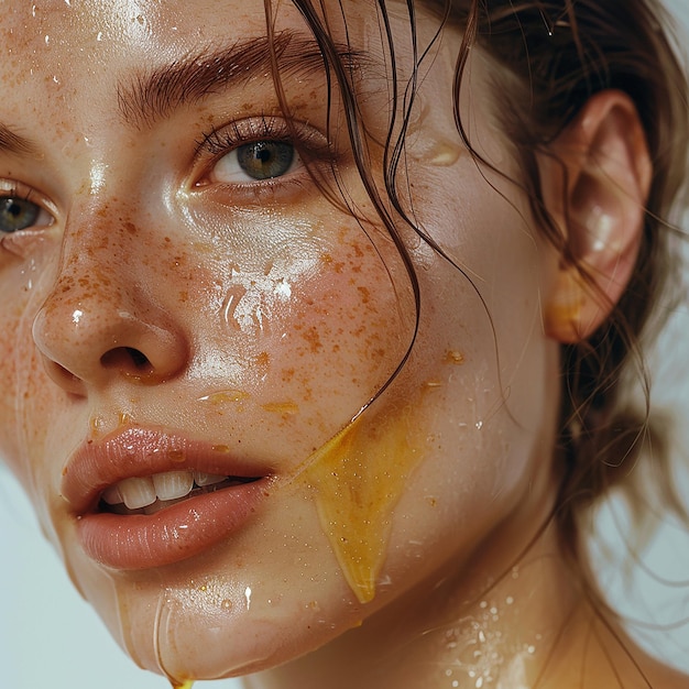 a woman with freckles on her face and the freckles on her face