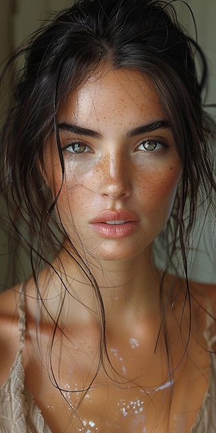 a woman with freckles on her face and a freckles on her face