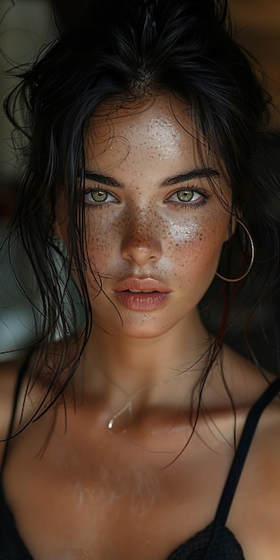 a woman with freckles on her face and a freckles on her face