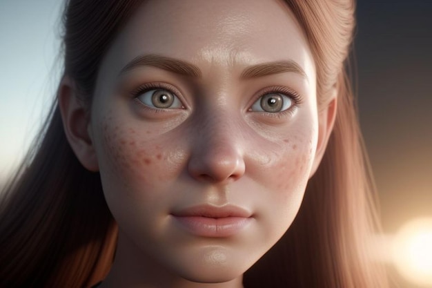 a woman with freckles on her face and freckles on her face