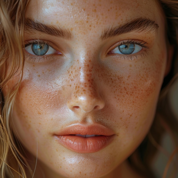 a woman with freckles on her face and the freckles on her face