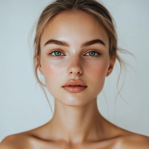 Photo a woman with a freckles on her face is shown