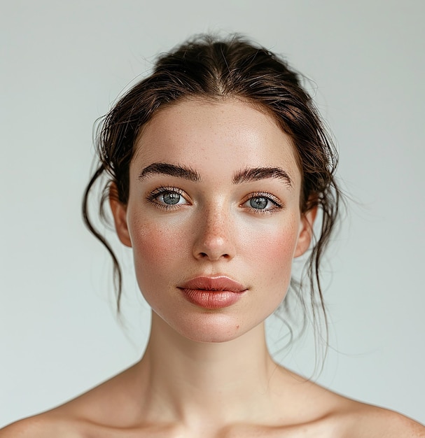 a woman with a freckles on her face is shown