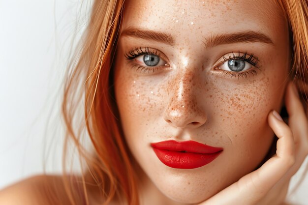 Photo a woman with freckles on her face and a red freckles on her face