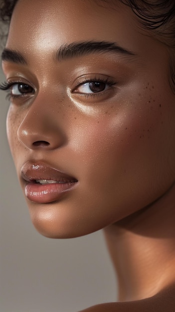 Photo a woman with freckles on her face and the sun shining on her face